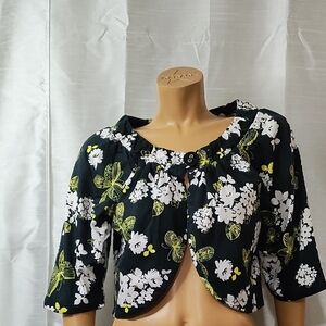 Zac & Rachel Black and White Fitted Crop‎ Blazer